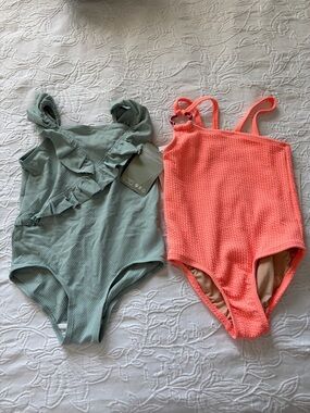 Old Navy/h&m 4T Kids One-Piece Swimsuits in Coral and Sage new